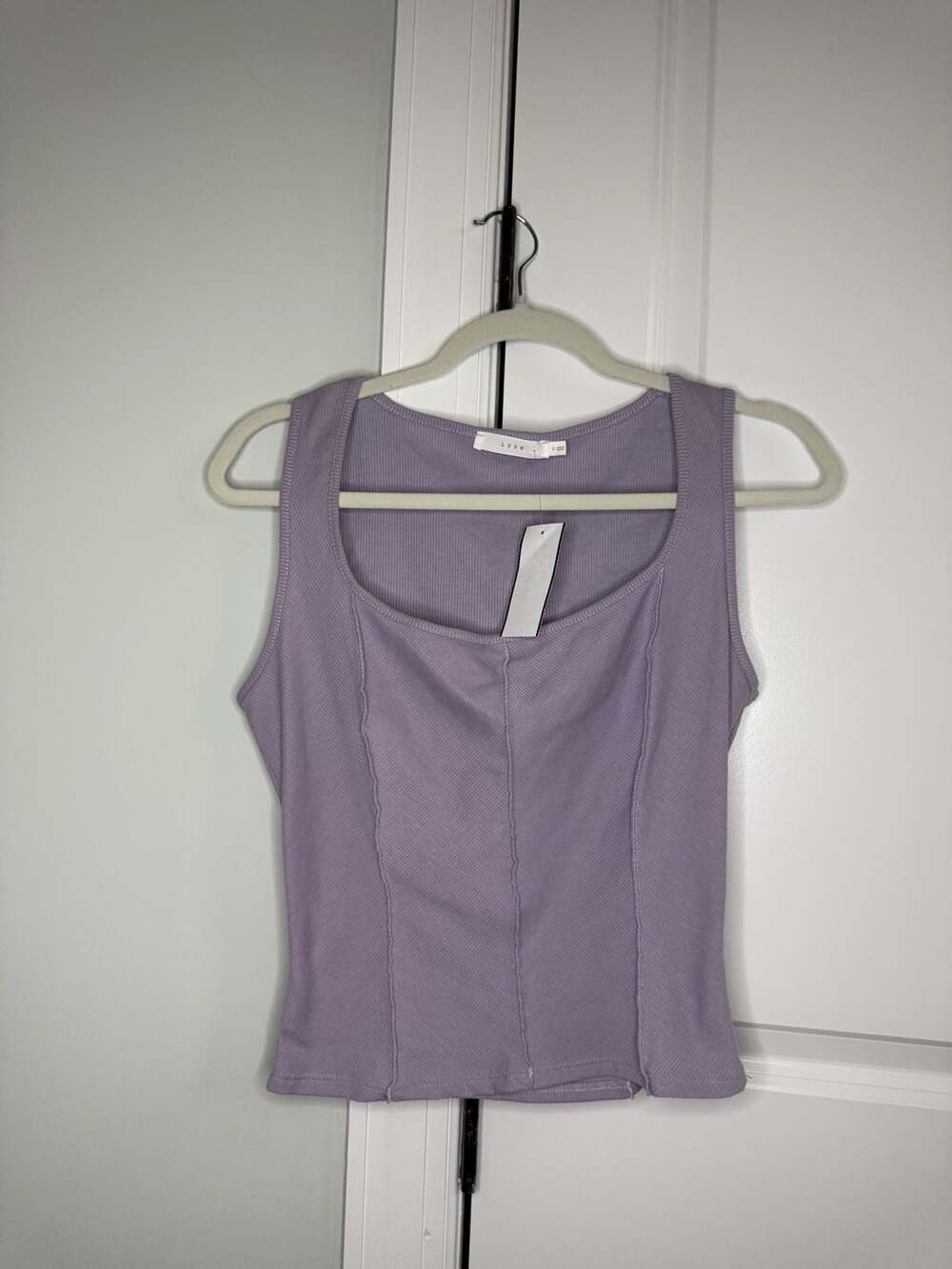 Lush Lavender Purple Ribbed Seamed Tank Top
